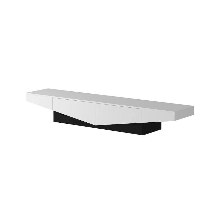 Mobile TV, mobile multimediale con cassetti, colore Bianco&Nero - 200cm L