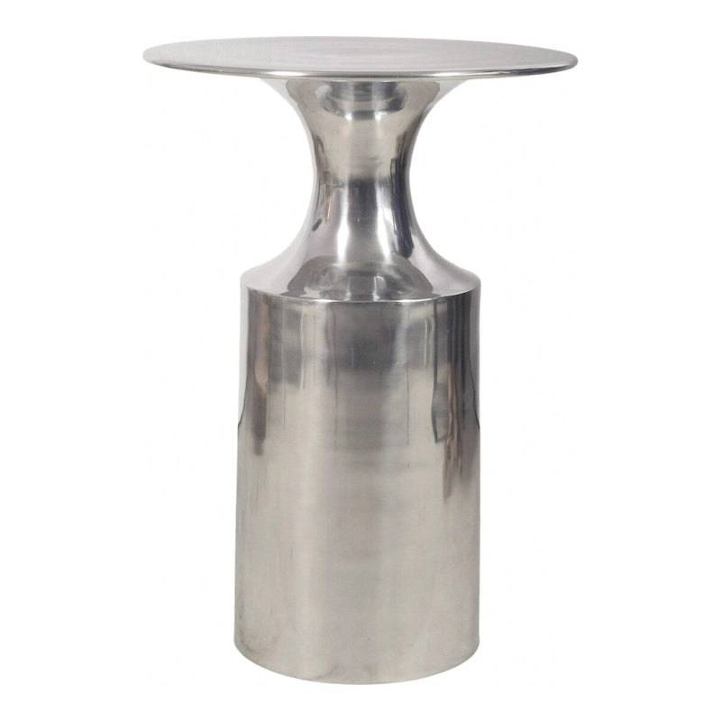 Tavolino d'appoggio Macari Art Déco in alluminio lucidato - 14,5 L x 14,5 P x 21 A