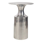 Tavolino d'appoggio Macari Art Déco in alluminio lucidato - 14,5 L x 14,5 P x 21 A