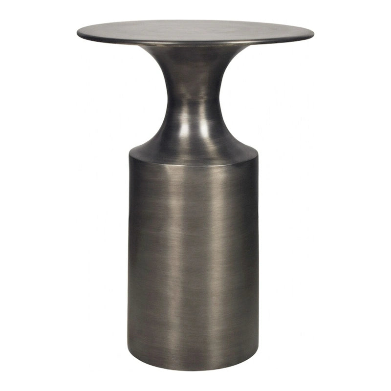 Tavolino d'appoggio Macari Art Déco in alluminio lucidato - 14,5 L x 14,5 P x 21 A