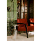 Tavolino d'appoggio Macari Art Déco in alluminio lucidato - 14,5 L x 14,5 P x 21 A