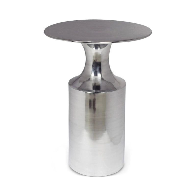 Tavolino d'appoggio Macari Art Déco in alluminio lucidato - 14,5 L x 14,5 P x 21 A