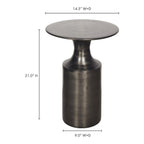 Tavolino d'appoggio Macari Art Déco in alluminio lucidato - 14,5 L x 14,5 P x 21 A