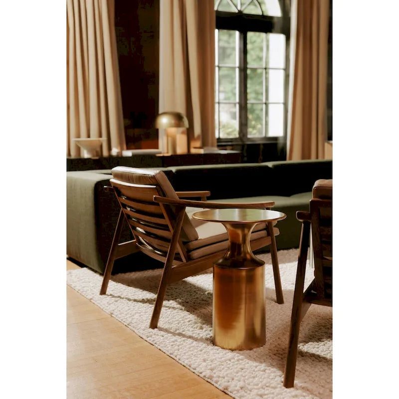 Tavolino d'appoggio Macari Art Déco in alluminio lucidato - 14,5 L x 14,5 P x 21 A
