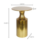 Tavolino d'appoggio Macari Art Déco in alluminio lucidato - 14,5 L x 14,5 P x 21 A
