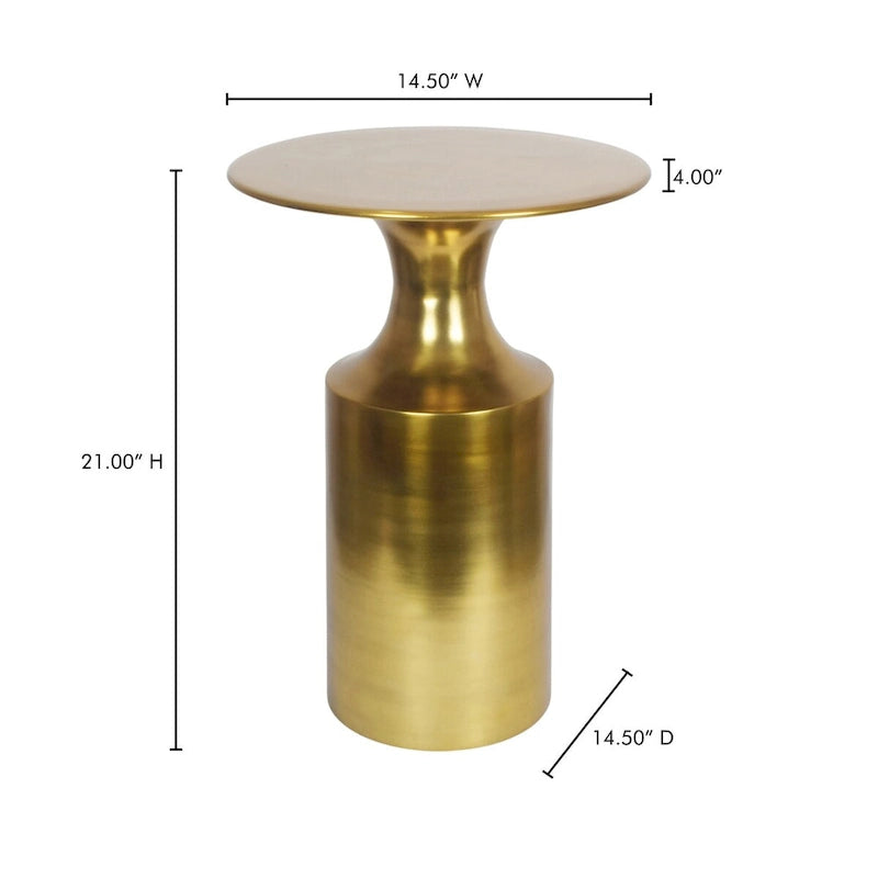 Tavolino d'appoggio Macari Art Déco in alluminio lucidato - 14,5 L x 14,5 P x 21 A