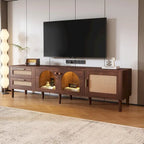 Mobile TV con 3 armadietti e 2 cassetti, mobile console multimediale per TV fino a 80 pollici, centro di intrattenimento con luce LED, mobile TV