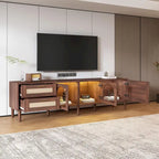 Mobile TV con 3 armadietti e 2 cassetti, mobile console multimediale per TV fino a 80 pollici, centro di intrattenimento con luce LED, mobile TV
