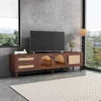 Mobile TV con 3 armadietti e 2 cassetti, mobile console multimediale per TV fino a 80 pollici, centro di intrattenimento con luce LED, mobile TV