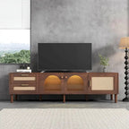 Mobile TV con 3 armadietti e 2 cassetti, mobile console multimediale per TV fino a 80 pollici, centro di intrattenimento con luce LED, mobile TV