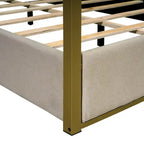 Letto a baldacchino imbottito queen-size con testiera e struttura in metallo