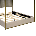Letto a baldacchino imbottito queen-size con testiera e struttura in metallo