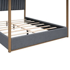 Letto a baldacchino imbottito queen-size con testiera e struttura in metallo